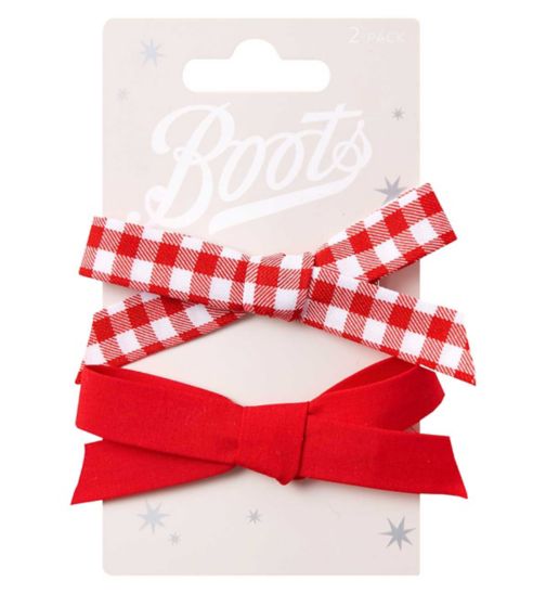 Boots Kids Red and White Gingham Bow Clip
