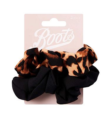 Boots Leopard and Black Scrunchie 2 pk