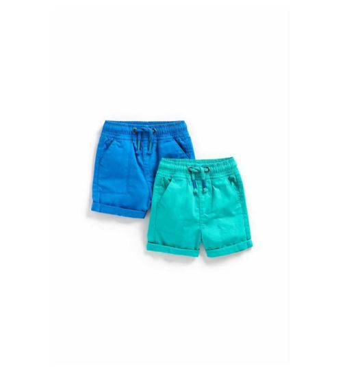 Blue and Green Poplin Shorts - 2 Pack