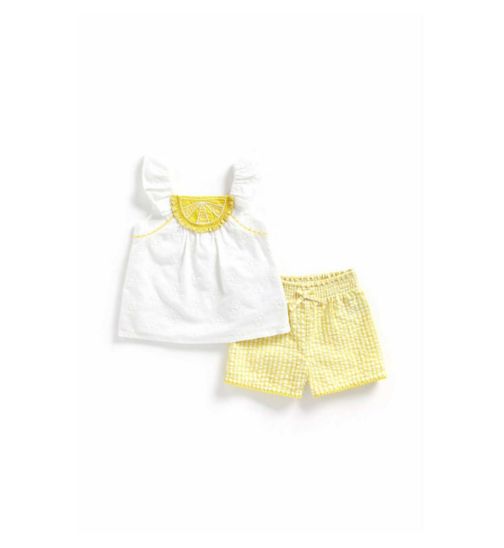 Broderie Blouse and Gingham Shorts Set