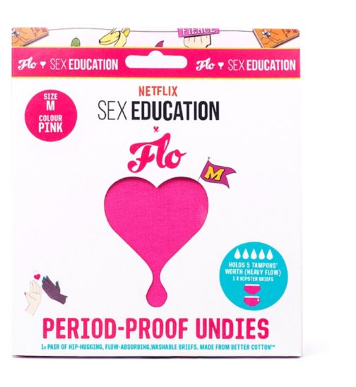 FLO x Netflix Sex Education Period-Proof Underwear, Hipster Briefs, Pink