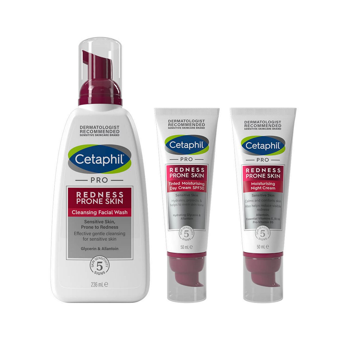 Cetaphil Redness Control Bundle: Face Wash + Day Cream Night For Redness-Prone Skin