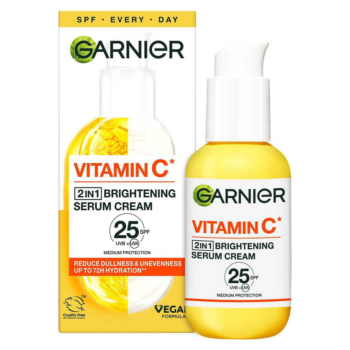 Garnier Skinactive Vitamin C 2In1 Brightening Serum Cream Spf 25, 50ml