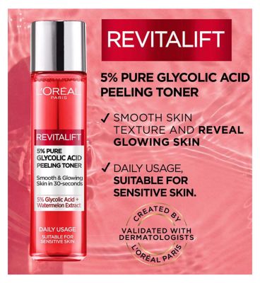 L’Oreal Paris 5% Glycolic Acid Peeling Toner, Exfoliates & Renews Skin Surface 180ml (2)