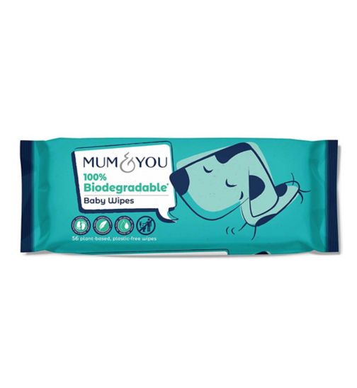 Mum & You 100% Biodegradable Plastic Free Wipes 56 Pack