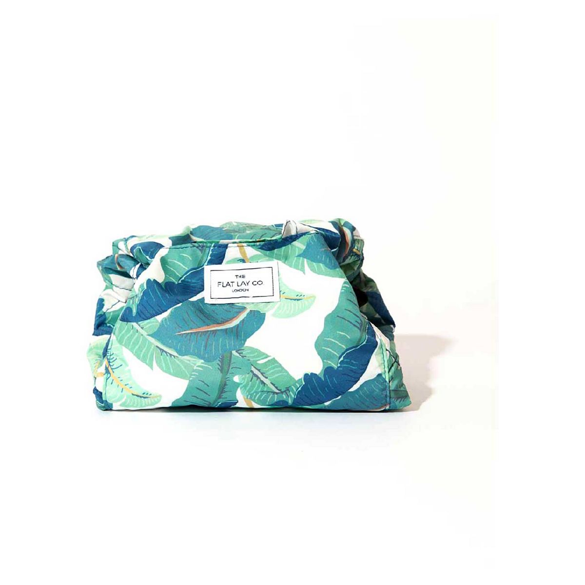 The Flat Lay Co Open Flat Drawstring Makeup Bag In Tropical Leaves Print