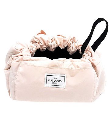 The Flat Lay Co. Open Flat Drawstring Makeup Bag in Blush Pink - Boots