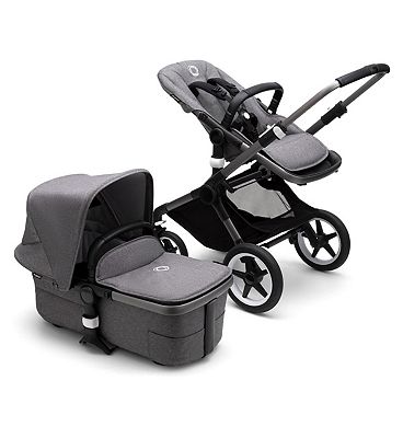 Bugaboo Fox 3 Seat And Carrycot Pushchair - Graphite/Grey Melange-Grey Melange