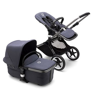 Bugaboo Fox 3 Seat & Carrycot Pushchair Graphite/Stormy Blue-Stormy Blue
