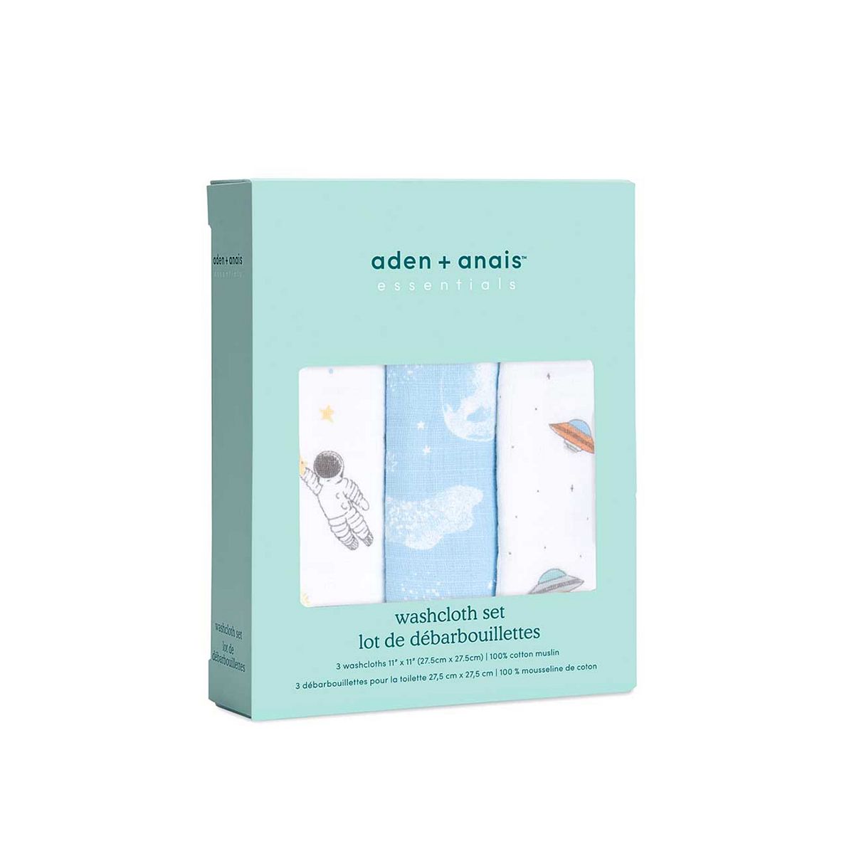 Aden And Anais Aden + Anais™ Essentials 3 Pack Cotton Muslin Washcloth - Space Explorers
