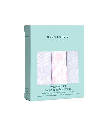 aden + anais Essentials 3 Pack Cotton Muslin Washcloth - Damsel