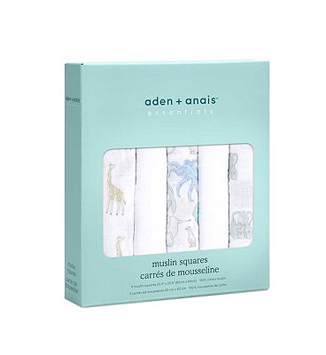 aden + anais Essentials 5 Pack Cotton Muslin Squares - Natural History