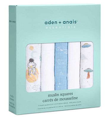 aden + anais Essentials 5 Pack Cotton Muslin Squares - Natural History