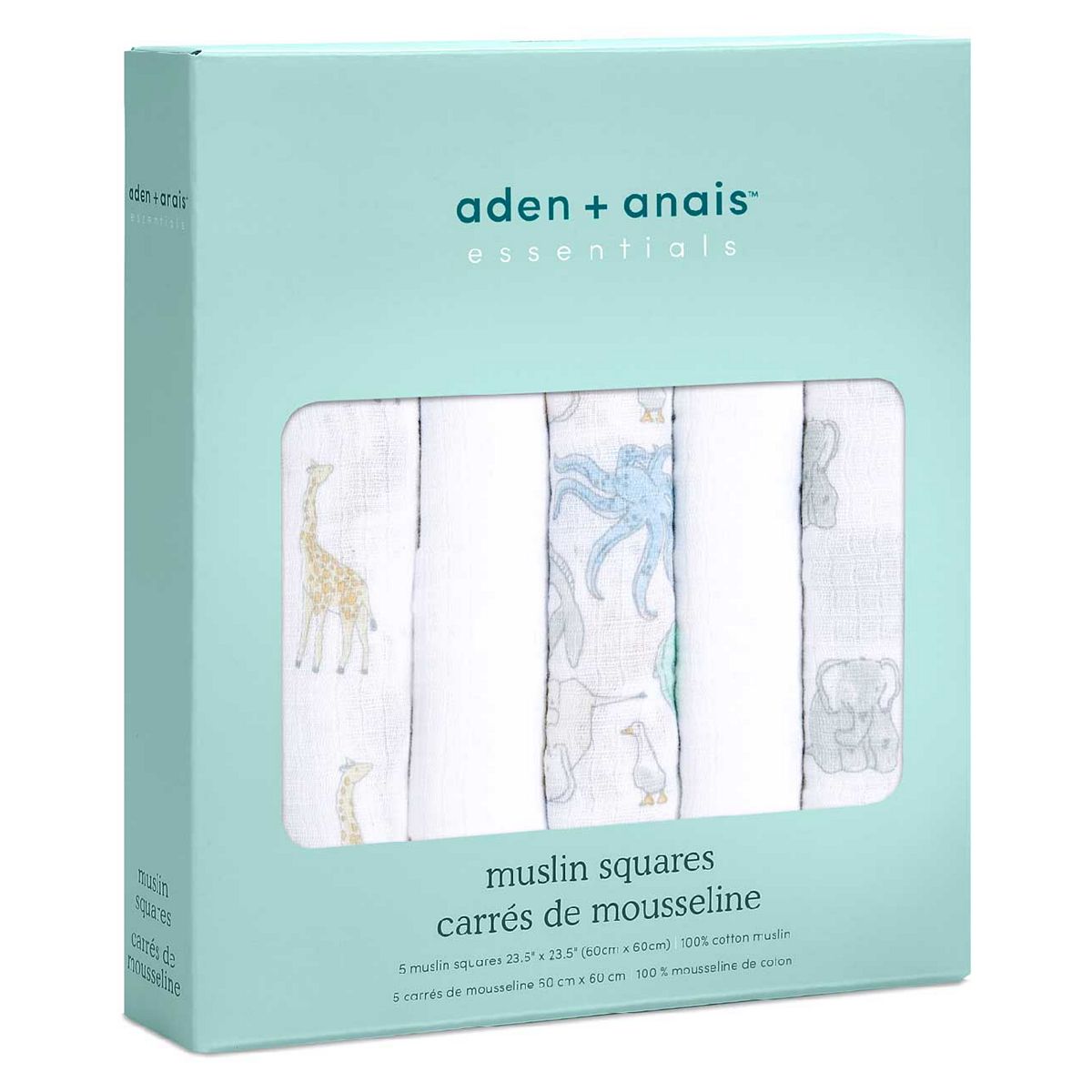 Aden and Anais Aden + Anais™ Essentials 5 Pack Cotton Muslin Squares Natural History