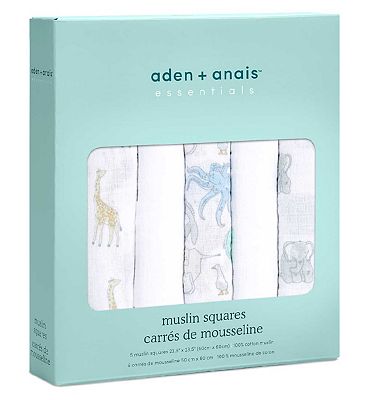 aden + anais essentials 5 pack cotton muslin squares natural history