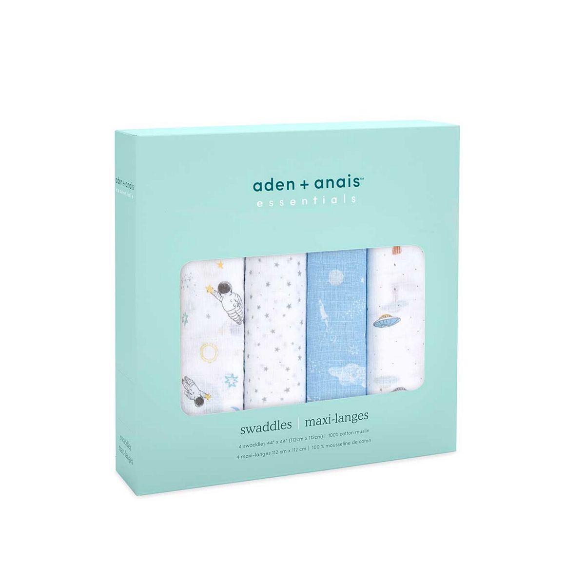 Aden And Anais Aden + Anais™ Essentials Cotton Muslin 4 Pack Swaddle Blanket - Space Explorers