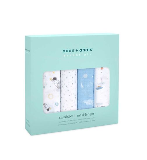 aden + anais™ Essentials Cotton Muslin 4 Pack Swaddle Blanket - Space Explorers