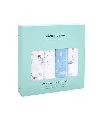 aden + anais Essentials Cotton Muslin 4 Pack Swaddle Blanket - Space Explorers