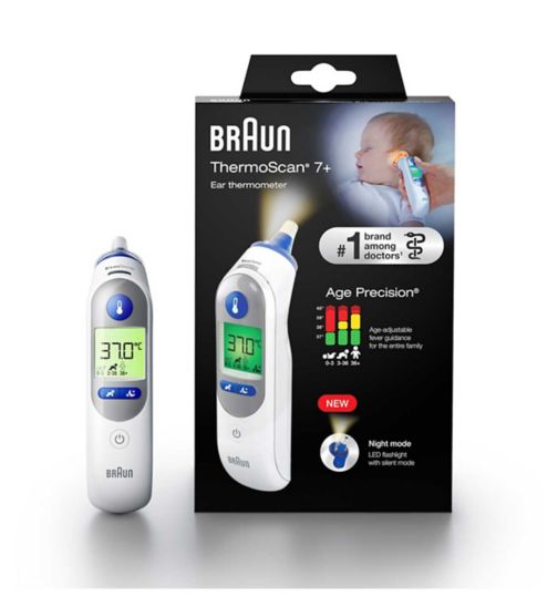 Braun ThermoScan 7+ Ear Thermometer with Age Precision and Night Mode, IRT6525