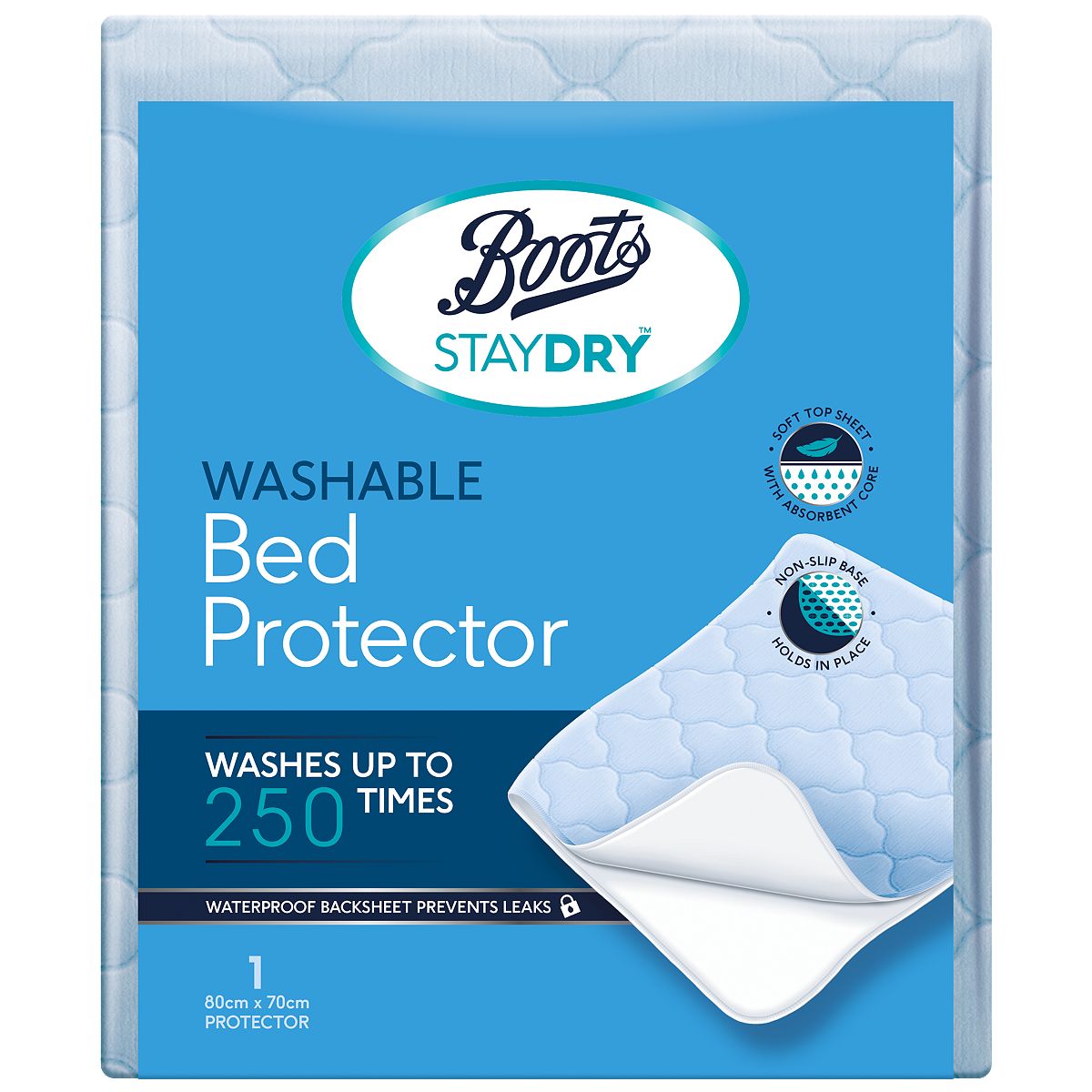 Staydry Boots Washable Bed Protector (80Cm X 70Cm)