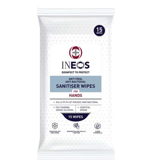 INEOS Sanitiser Wipes for hands 15 pack