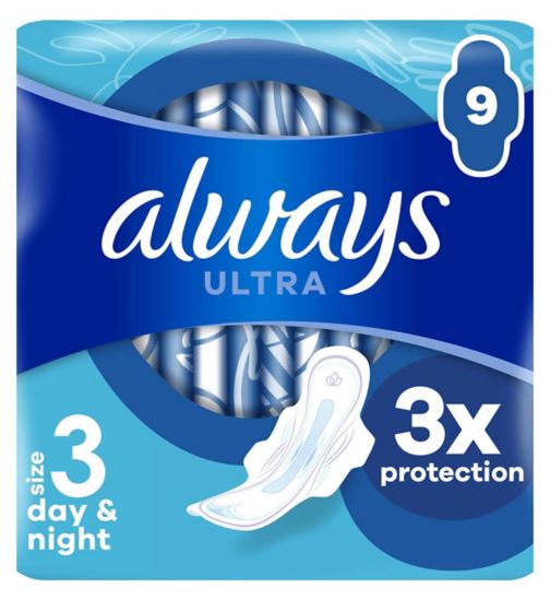Always Ultra Sanitary Towels Day & Night (Size 3) Wings X9 Pads