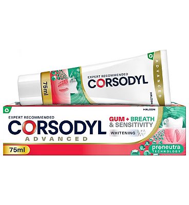 Corsodyl Gum+ Breath & Sensitivity Toothpaste Whitening 75ml