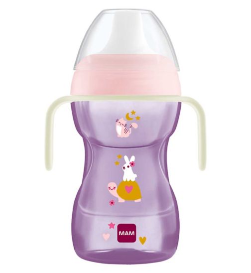 MAM Fun to Drink with Glow Handles - 270ml Pink