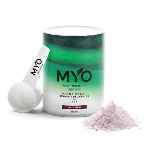 MYO Plant Nutrition BCAA’s + Glutamine with CBD Mixed Berry 250g