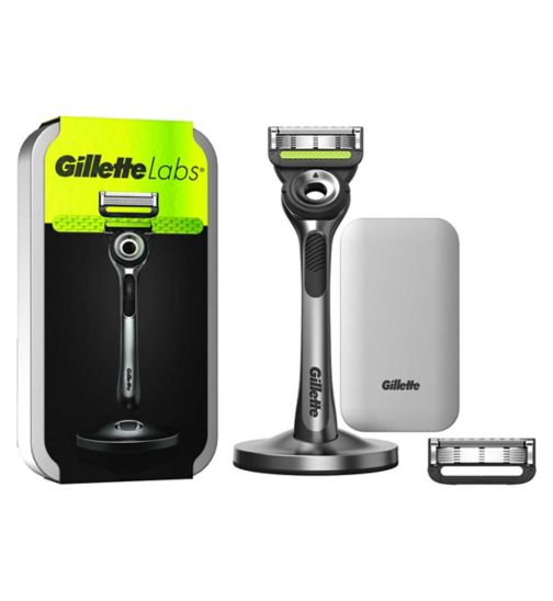 Gillette Labs Razor with Exfoliating Bar, Magnetic Stand, Travel Case and 1 Razor Blades Refill