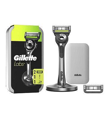 Gillette Labs Razor with Exfoliating Bar, Magnetic Stand, Travel Case and 1 Razor Blades Refill