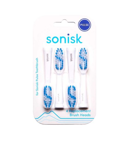 Sonisk Pulse Battery Powered Toothbrush, Replacement Heads - White