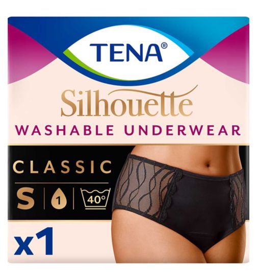 TENA Silhouette Washable Absorbent Underwear Classic Black