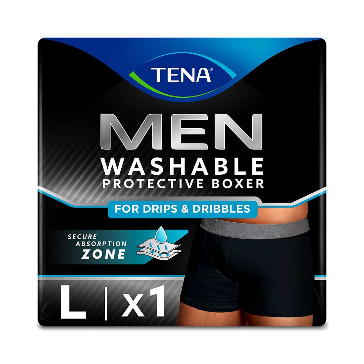 Tena Men Washable Boxer Black Medium