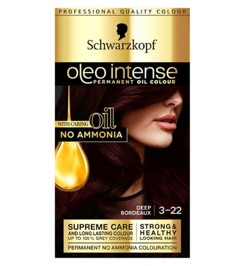 Schwarzkopf Oleo Intense No Ammonia Permanent Red Hair Dye Deep Bordeaux 3-22