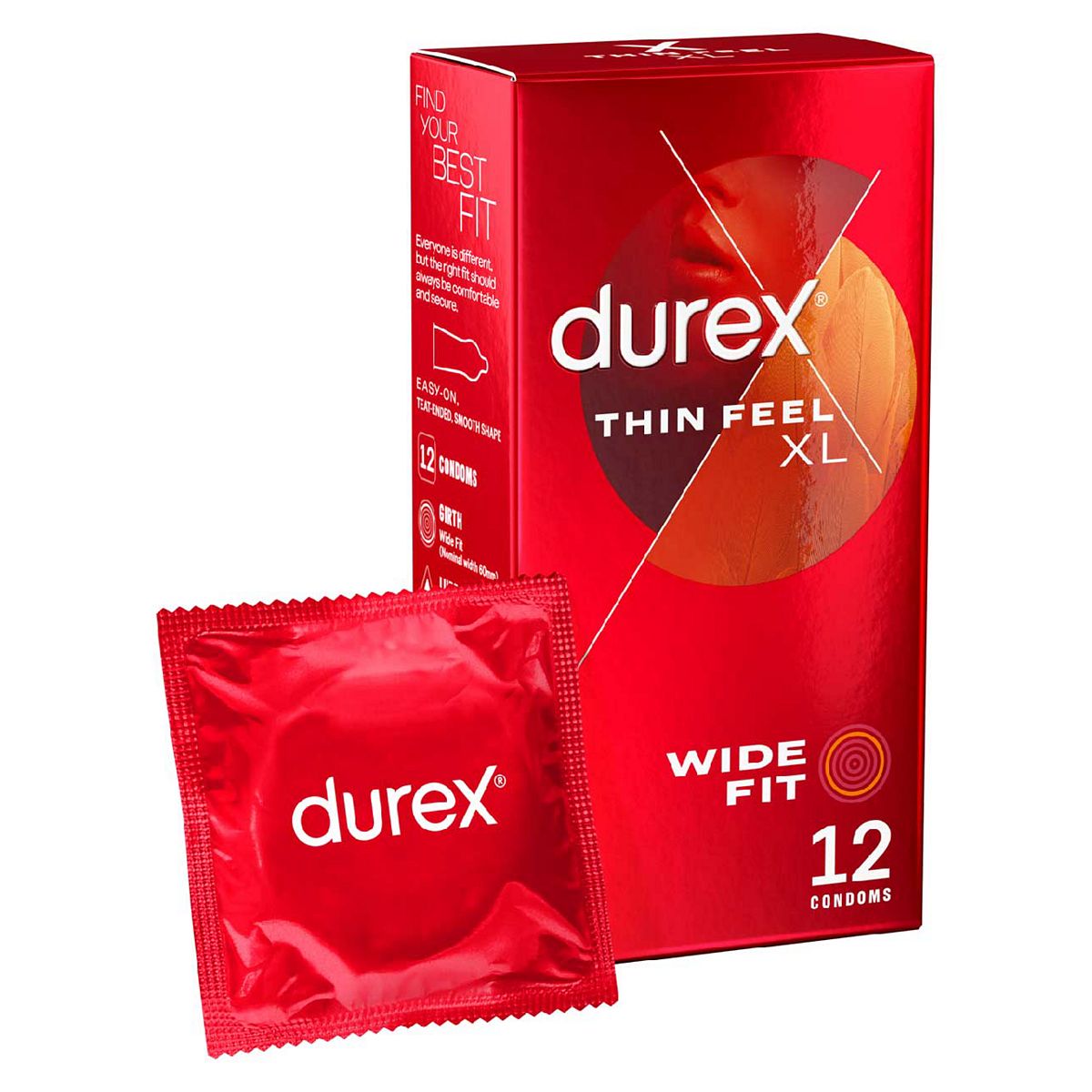 Durex Thin Feel Xl Condoms More Sensitivity - Wide Fit 12 Pack