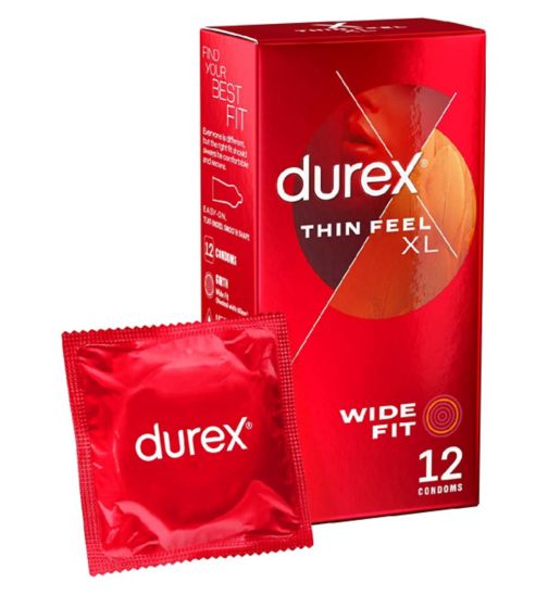 Durex Thin Feel XL Condoms More Sensitivity - Wide Fit - 12 pack
