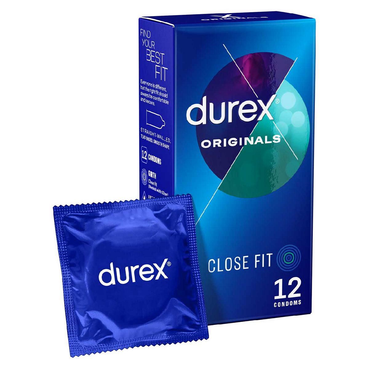 Durex Originals Condoms With Silicone Lube - Close Fit 12 Pack