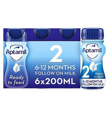 Aptamil 2 Follow On Baby Milk Formula Liquid 6-12 Months Multipack 6x200ml  - Boots Ireland