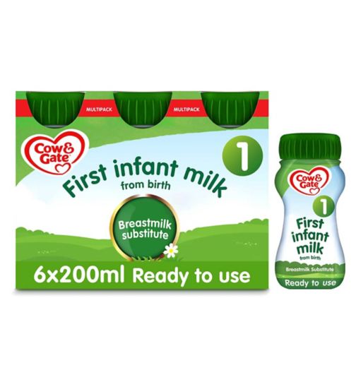 Cow & Gate 1 First Baby Milk Formula Liquid from Birth Multipack 6x200ml