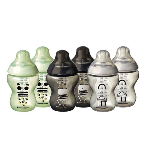 Tommee Tippee Closer to Nature Baby Bottles, 260ml, Pack of 6, Ollie and Pip