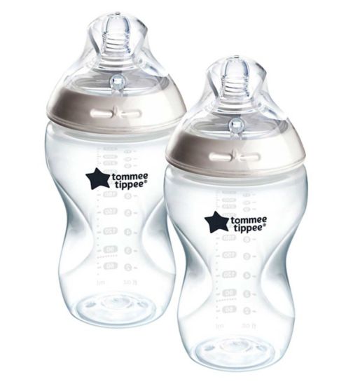 Tommee Tippee Closer to Nature Anti-Colic Baby Bottle, 340ml, Medium-Flow Breast-Like Teat, Anti-Colic Valve, Pack of 2
