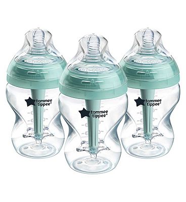 Tommee Tippee Advanced Anti-Colic Baby Bottle, Slow Flow Breast-Like Teat, Vented Anti-Colic Wand, S