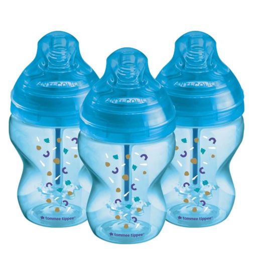 Tommee Tippee Anti-Colic Baby Bottles, Pack of 3, Blue