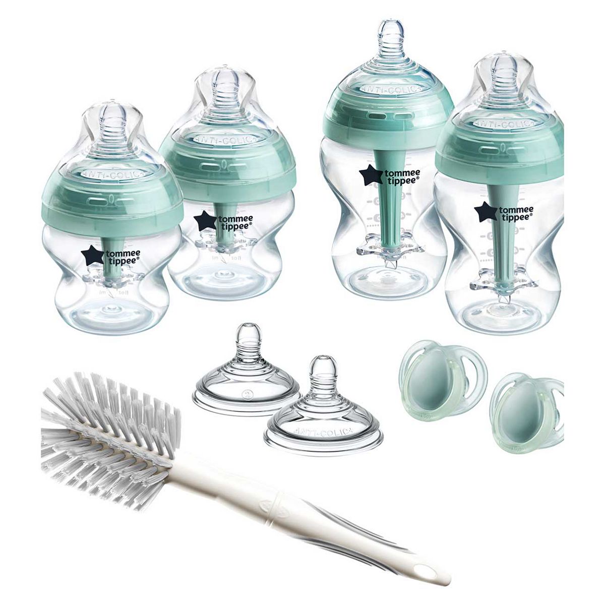 Tommee Tippee Advanced Anti-Colic Newborn Starter Set For Colicky Babies, 4 X Bottles, 2 Teats, Vented Wand