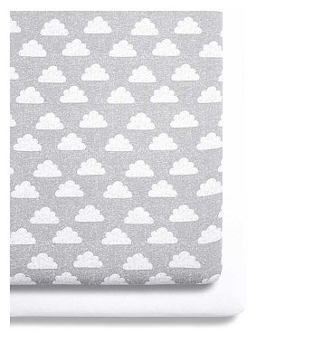 Snuz Twin Pack Fitted Crib Sheets - Cloud
