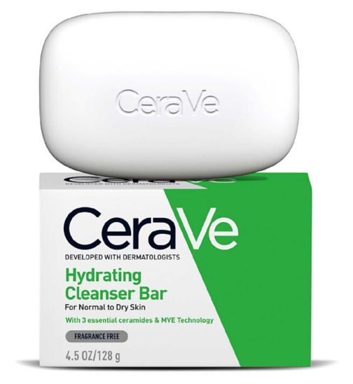 CeraVe Hydrating Cleanser Bar with Hyaluronic Acid and Ceramides for Normal to Dry Skin 128g​
