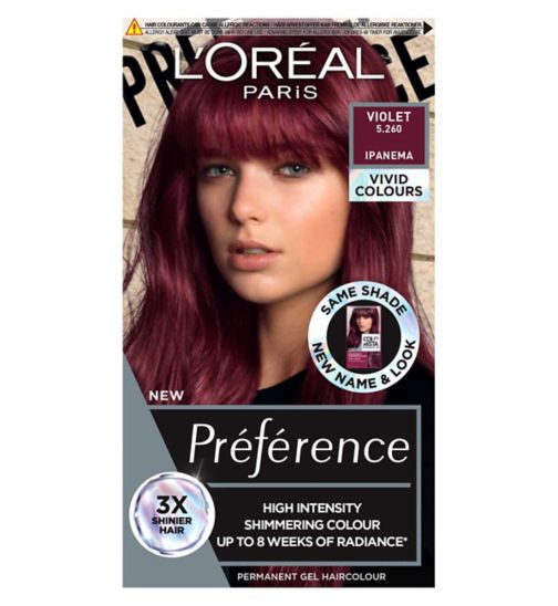 L'Oreal Paris Preference Vivids Permanent Gel Hair Dye, Violet ,  long-lasting, high-intensity hair colour | Boots