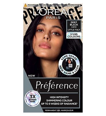 L'Oreal Paris Preference Vivids Permanent Hair Dye, Intense Luminous Colour, Deep Black 2.01