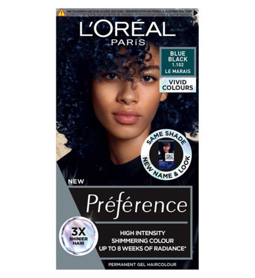 L'Oreal Paris Preference Vivids Permanent Hair Dye, Intense Luminous Colour, Blue Black 1.102